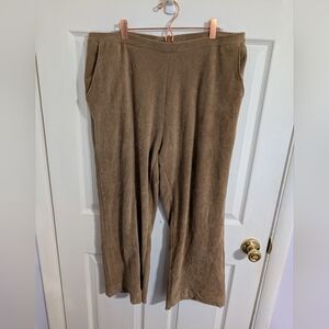 L.L. Bean Womens Pants Corduroy Brown Pull On Perfect Fit Knit Size XL